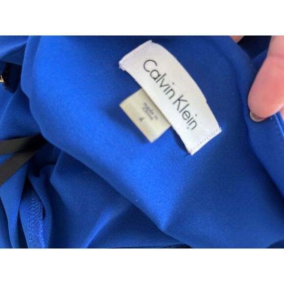 Calvin Klein Bodycon 3/4 Sleeve Dress Electric Blue Ruched Side Women's Size 4 - Picture 7 of 7